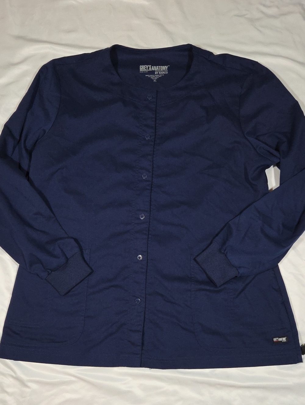 Grey's Anatomy By Barco Women's Scrub Jacket XL Blue Snap Medical Lab Coat